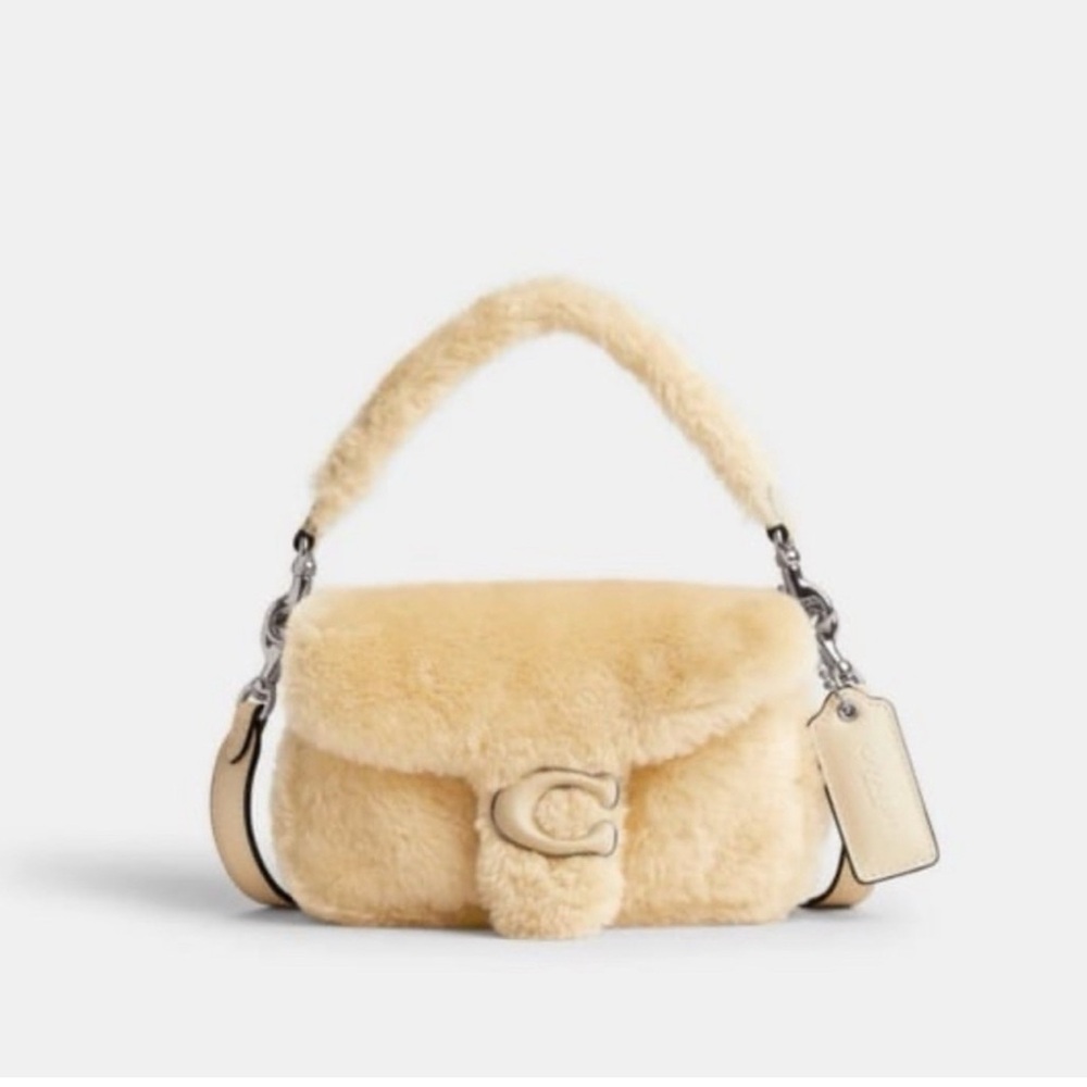 New Coach CC444 Pillow Tabby Shoulder Bag 18 In Shearling